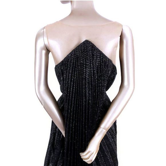 NWT Maria Lucia Hohan Limited Series Knife Pleated Metallic Party Dress - Picture 11 of 16